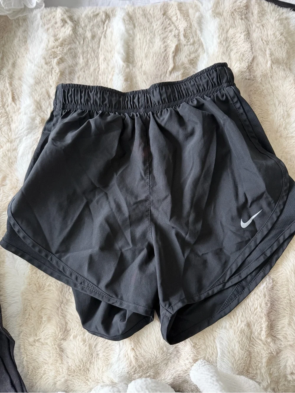 Nike Black Women's Athletic Shorts with White Swoosh